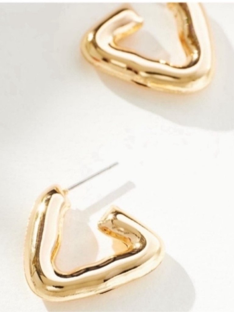 New! Gold Triangle Huggie Hoop Earrings (1045) Nwot
